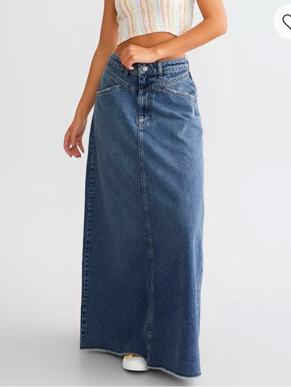 NWT We The Free Blue Denim Maxi Skirt